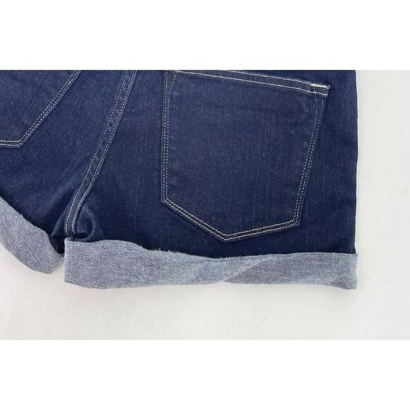BDG Womens Mid Rise Shortie Shorts Dark‎ Wash Stretch Denim Cuffed Size 24w - Picture 3 of 8